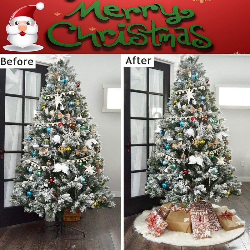 Lerryone Christmas Tree Skirt, 31 Inch Faux Fur White Tree Skirts Small Snowy White Plush Velvet Xmas Tree Mat Base Cover for Holiday Home Party Decorations - Image 5